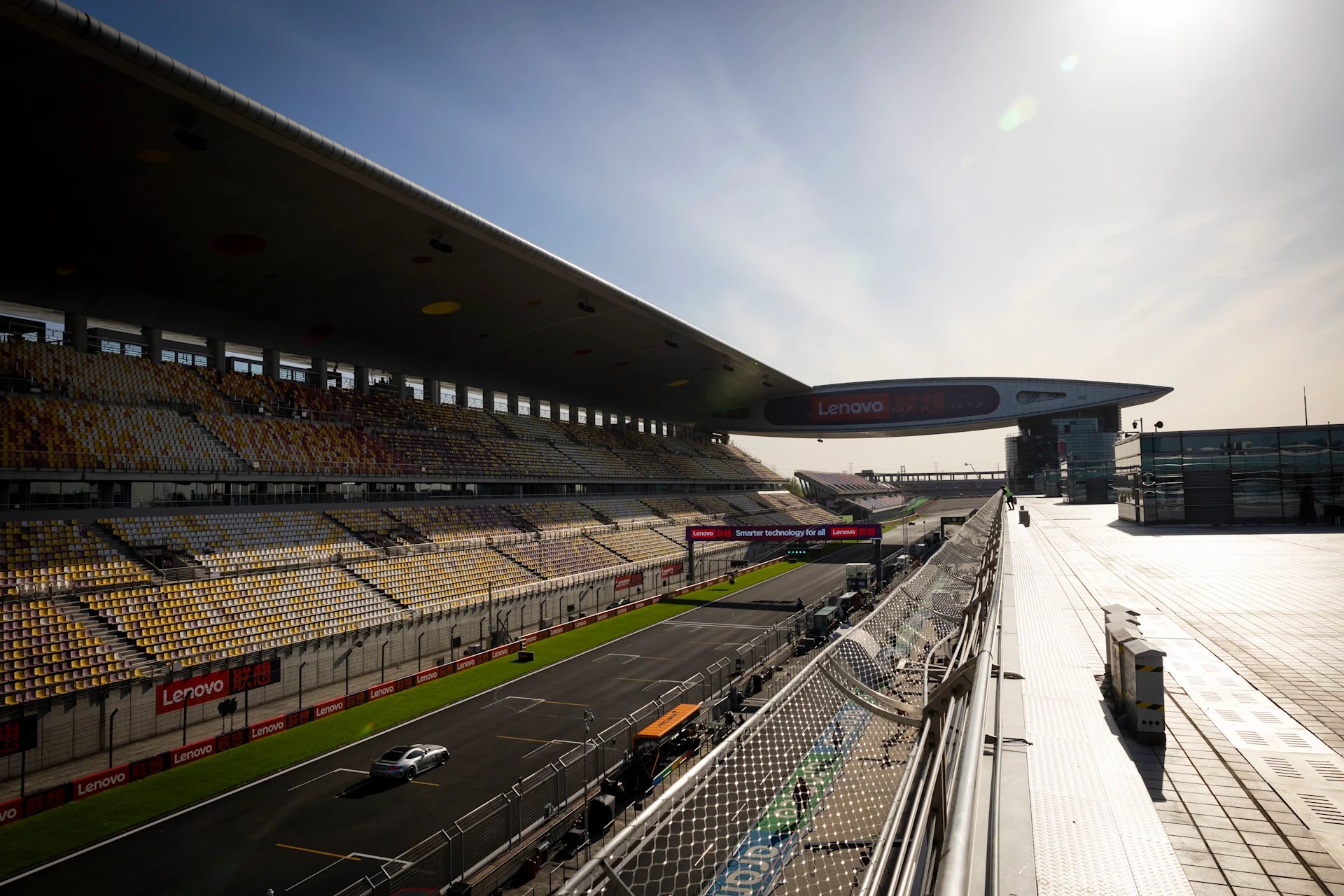 A Formula 1 circuit and grandstands
