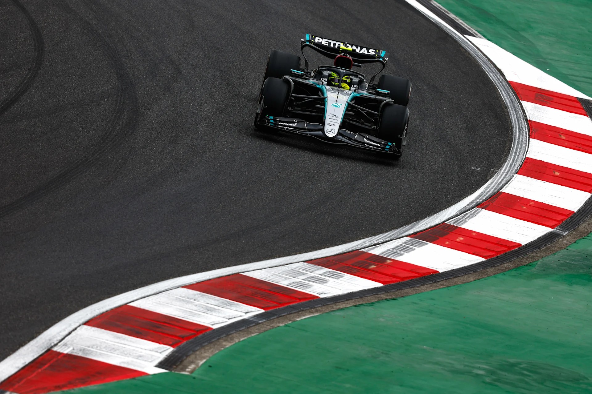 A Formula 1 car through a corner